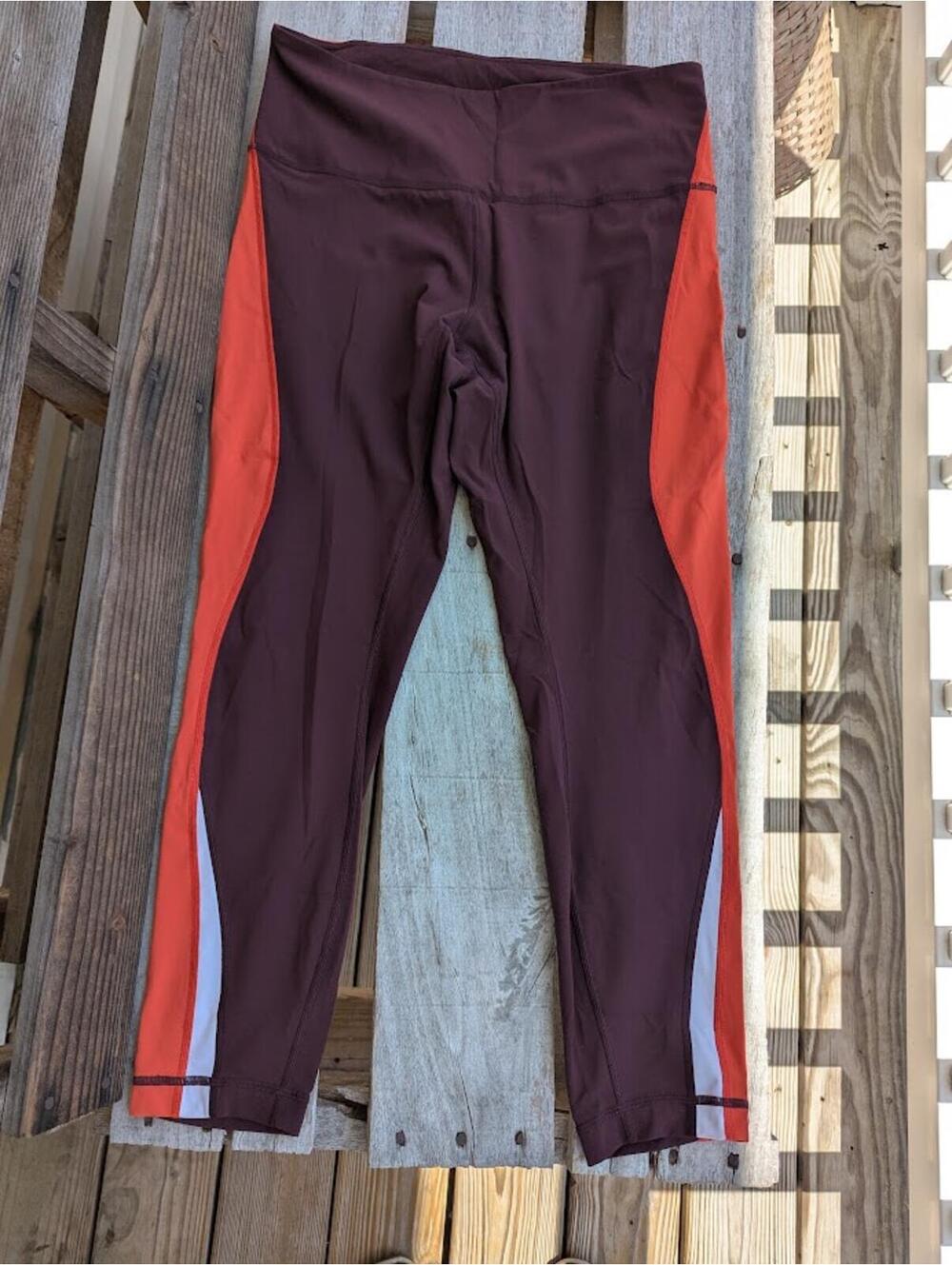 Lululemon Kick Serve Sweat Tight 6 Bordeaux Drama Red Colorblock Leggings Hokies - Picture 2 of 6